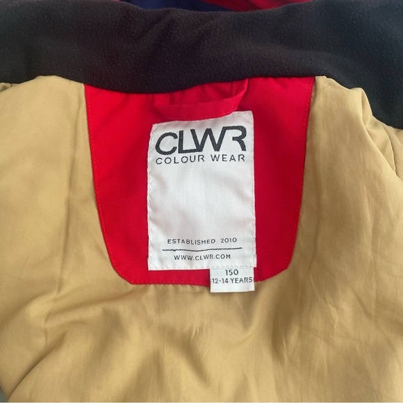 CLWR COLOURWEAR Youth 12-14 Winter Jacket Red Navy Colorblock Waterproof - Picture 13 of 16